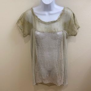 Free People Mesh Lace Boho Hi-Low  Top M
